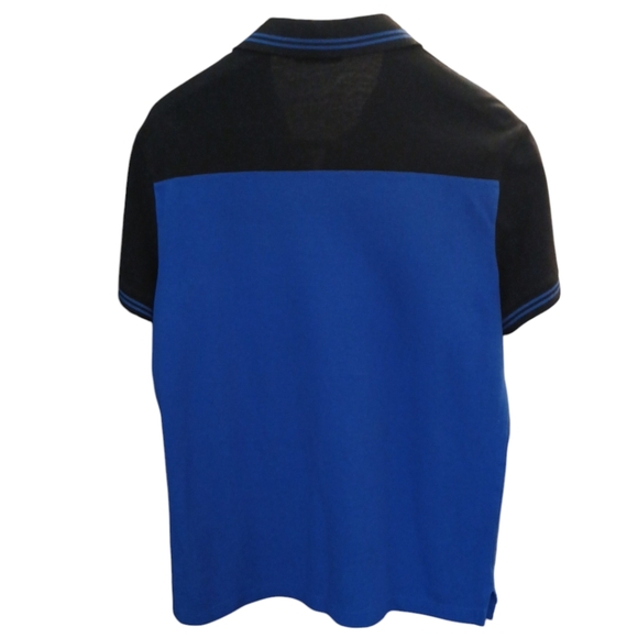 Versace Jeans Blue and Black Polo Shirt Women's Short Sleeve Shirt Size Medium - Picture 6 of 10